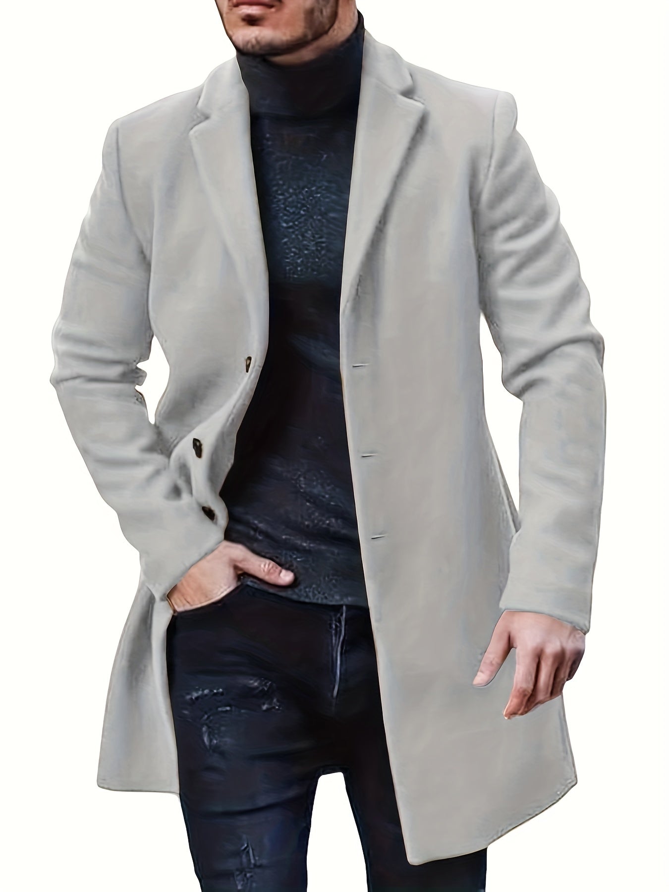 Casual Mittellanger Knopf-Runter Trenchcoat Für Herren | Perfekt für Alltag