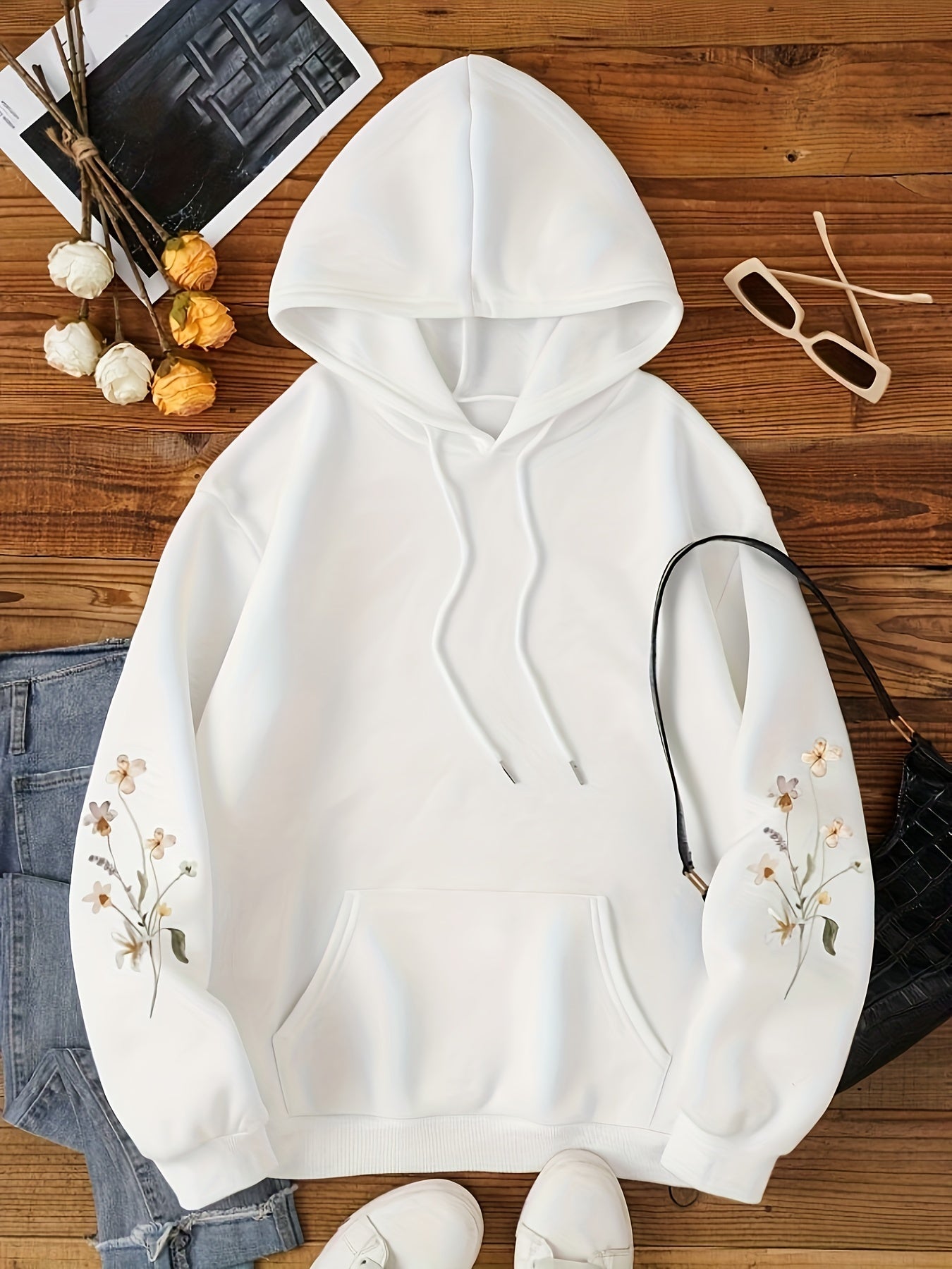 Eleganter Fleece-Pullover-Hoody mit Backprint und Kapuze für Women | Perfekt für Lässige Tage