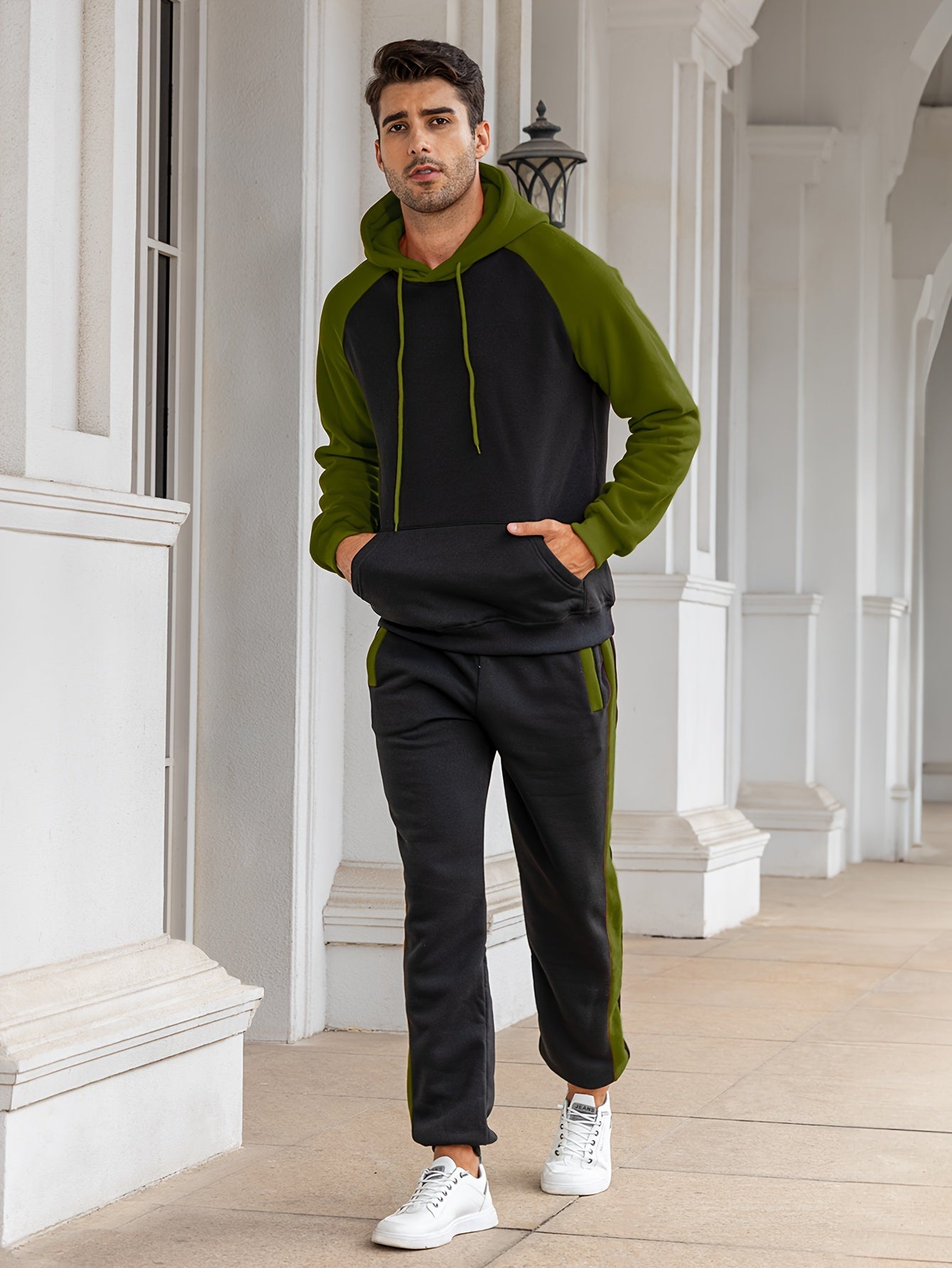 Klassischer Vollständiger Reißverschluss Langarm Hoodie Und Jogginghose Trainingsanzug Für Herren | Perfekt für Outdoor-Aktivitäten