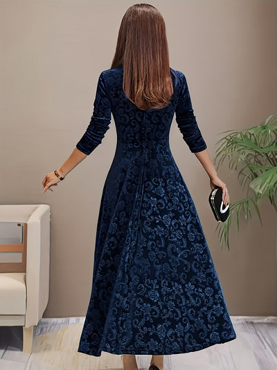Stylische Baumwollblumenmusterformelle Kleid Für Damen | Für formelle Anlässe