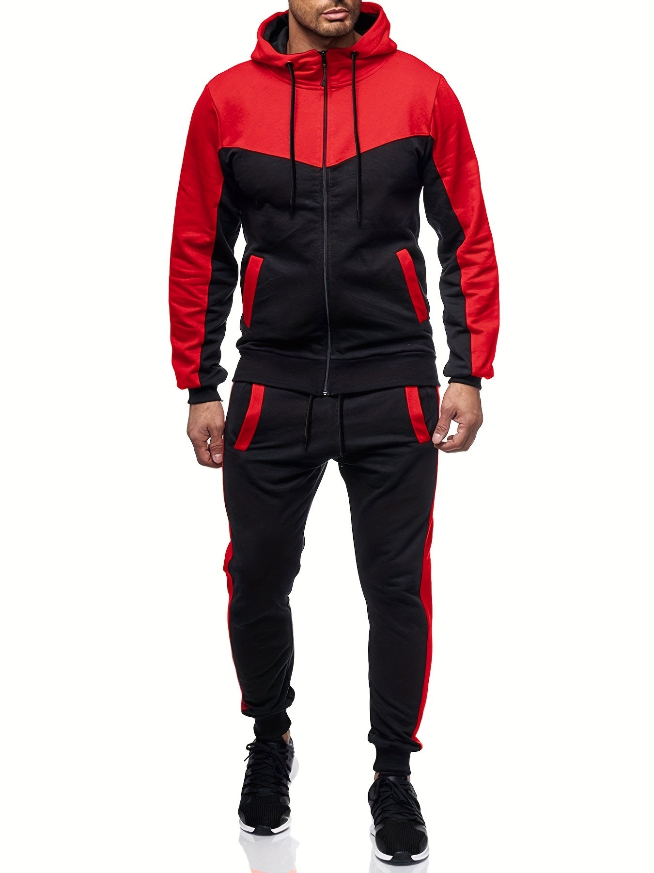 Casual Kapuzen Trainingsanzug Mit Jacke Mit Kragen Und Hose Für Herren | Perfekt Für Freizeitaktivitäten