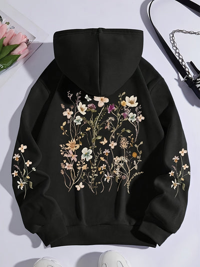 Eleganter Fleece-Pullover-Hoody mit Backprint und Kapuze für Women | Perfekt für Lässige Tage