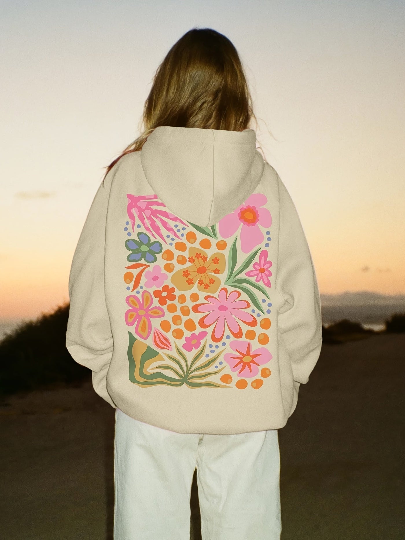 Eleganter Vintage-Pullover-Hoody mit Backprint und Kapuze für Women | Perfekt für lässige Tage