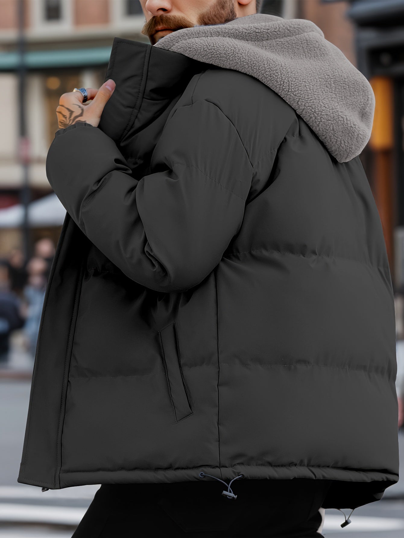 Lässige Kapuzen Daunen-Alternative Winterjacke Mit Taschen Für Herren | Perfekt für den Alltag