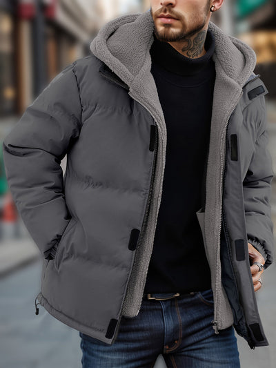 Lässige Kapuzen Daunen-Alternative Winterjacke Mit Taschen Für Herren | Perfekt für den Alltag