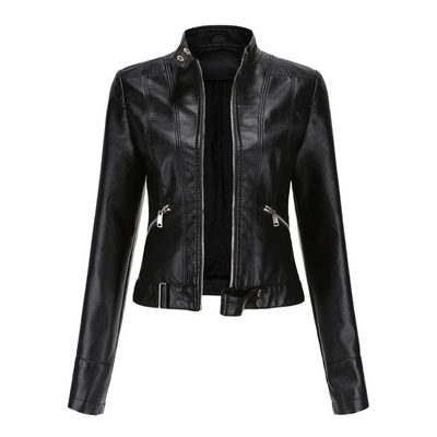 Bikerjacke Damen | Kurz mit Reißverschluss und Seitentaschen