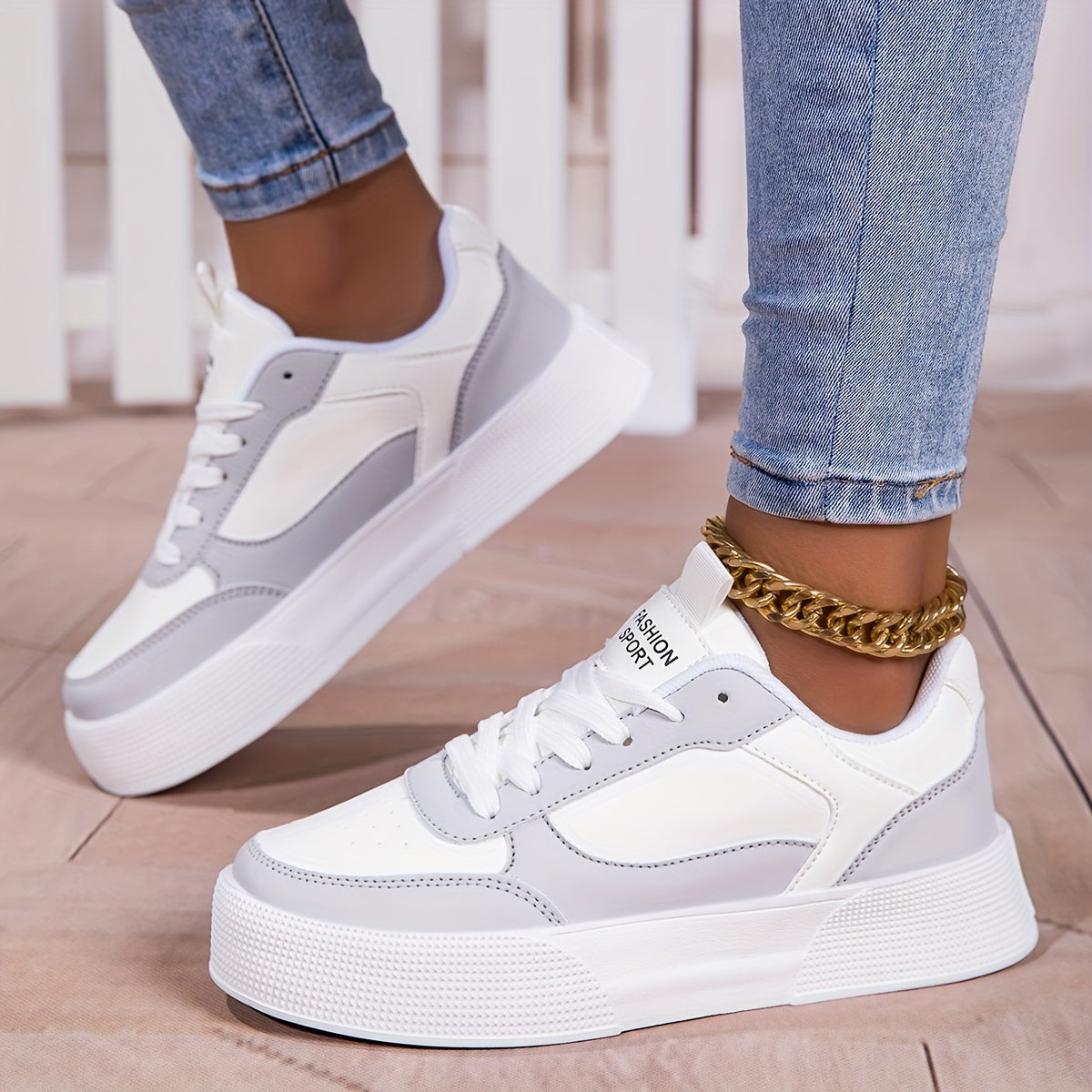 Elegante Kontrastfarbene Plateau-Sneaker für Damen | Perfekt für den täglichen Gebrauch