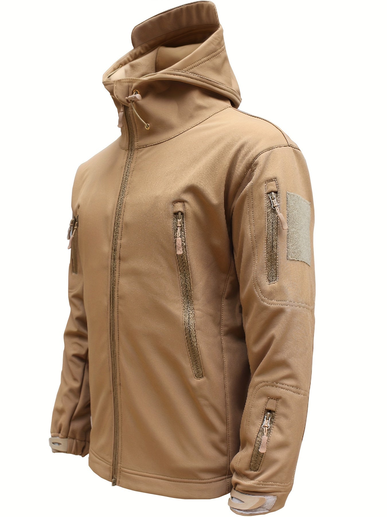 Taktische Fleece-Softshell-Kapuzenjacke Mit Reißverschlusstaschen Für Herren | Perfekt für Outdoor-Aktivitäten