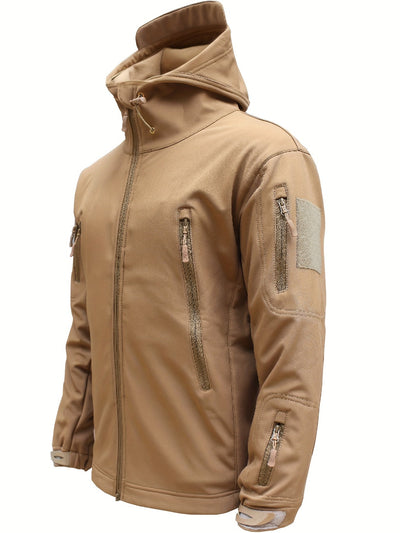 Taktische Fleece-Softshell-Kapuzenjacke Mit Reißverschlusstaschen Für Herren | Perfekt für Outdoor-Aktivitäten