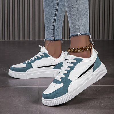 Schicke Kunstleder-Colorblock Skate Sneakers für Damen | Perfekt für Casual Days