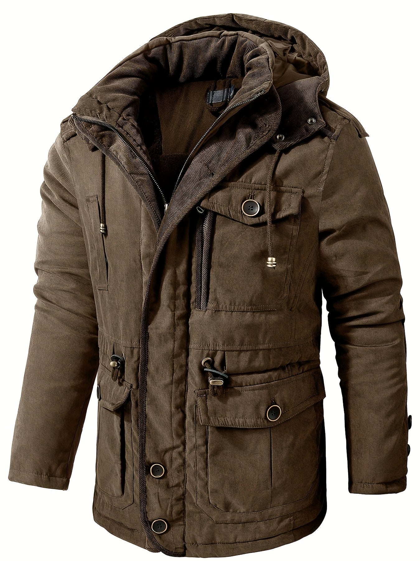 Warme Fleece Kapuzen Cargo Winterjacke | Perfekt für Outdoor-Aktivitäten