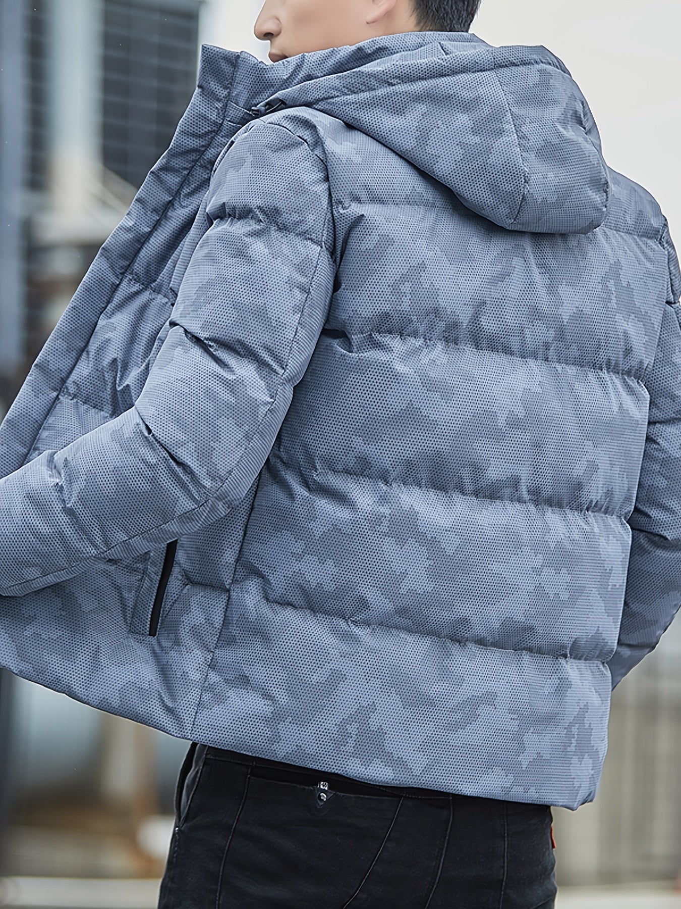Warme Camouflage Reißverschluss Kapuzen Winterjacke Für Herren | Perfekt für Outdoor-Aktivitäten