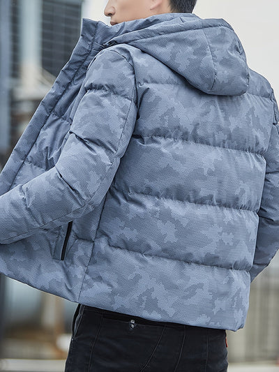 Warme Baumwoll-Camo-Stil Mit Abnehmbarer Kapuze Winterjacke Für Herren | Perfekt für Outdoor-Aktivitäten