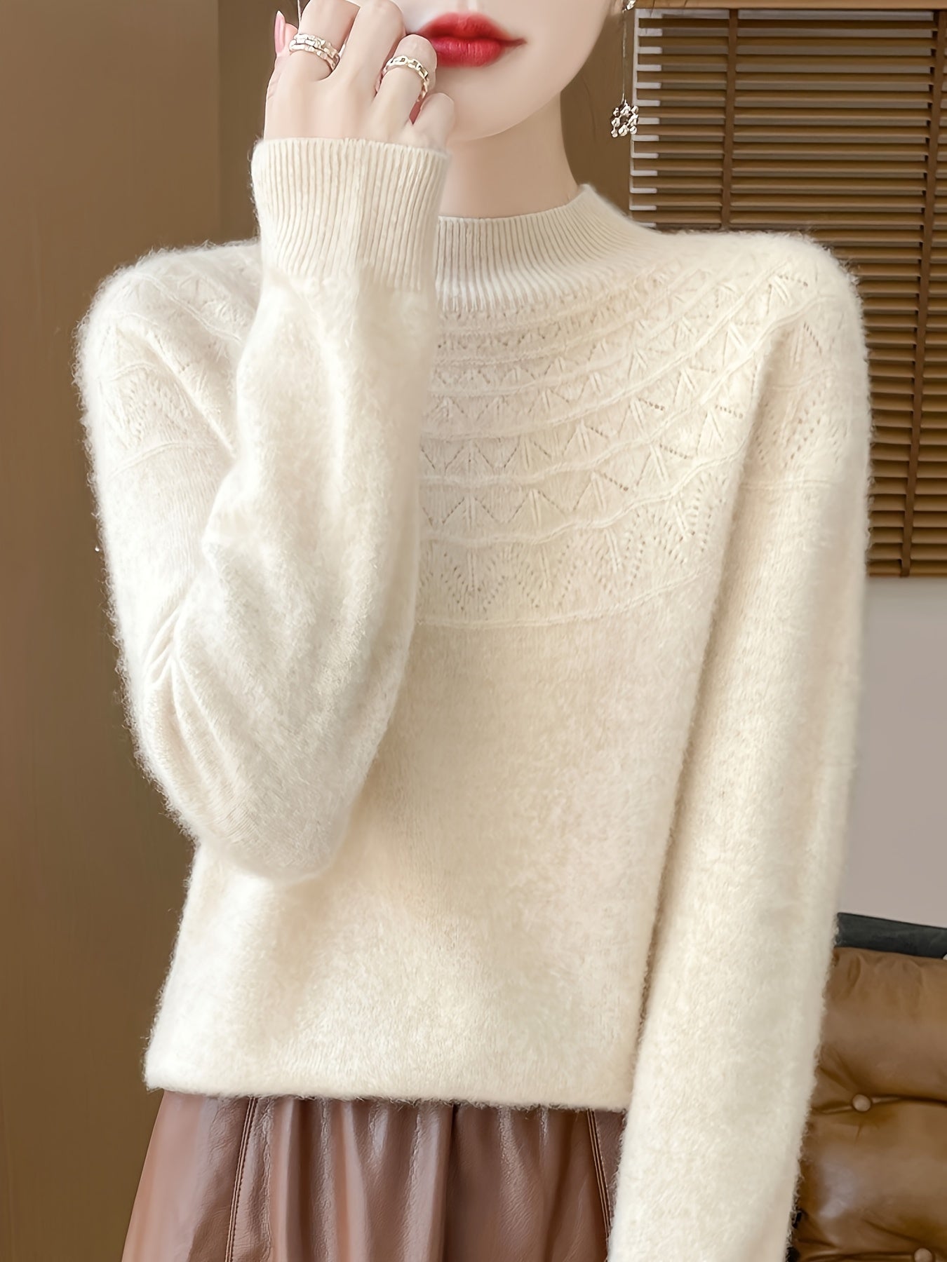 Lässiger gestrickter Pullover aus Wolle für Damen | Perfekt für lässige Tage