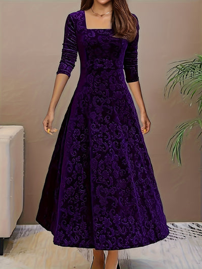 Stylische Baumwollblumenmusterformelle Kleid Für Damen | Für formelle Anlässe