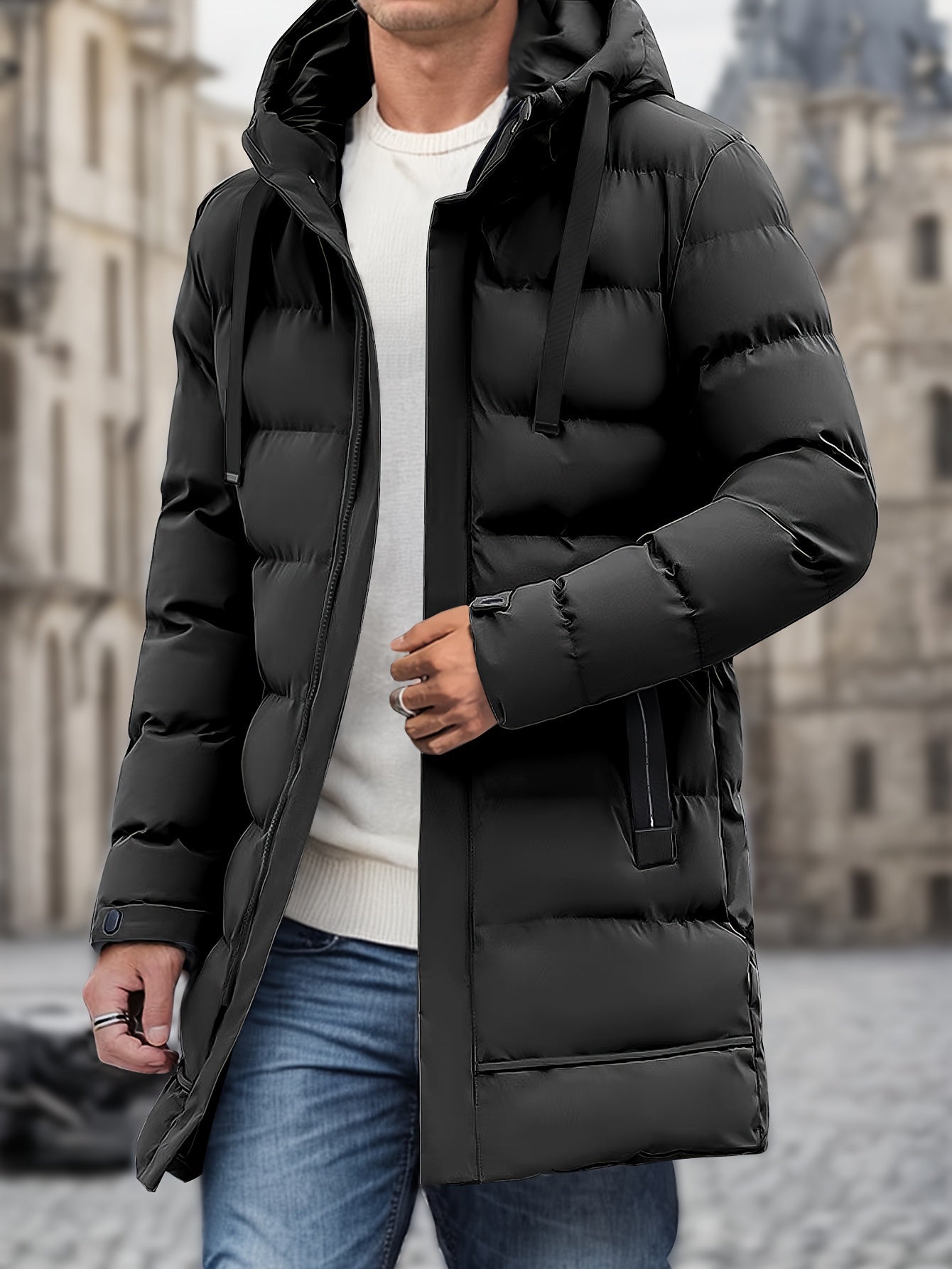 Casual Gepolsterte Kapuzen Puffer Winterjacke Für Herren | Perfekt für Outdoor-Aktivitäten