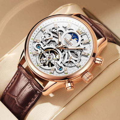 van Baerle® - Mechanische Automatikuhr mit Lederarmband