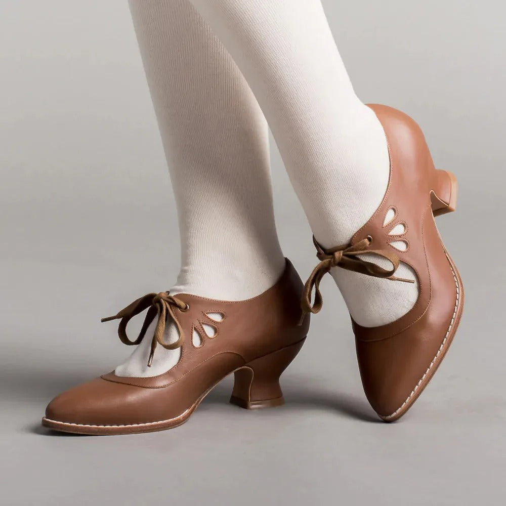 Dellia - Elegante Damen Retro Schuhe Niedriger Absatz