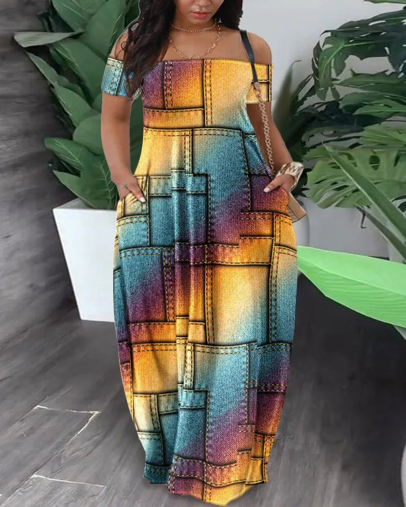 Tanya - Plus Size Safari Kleid Farbenfroh