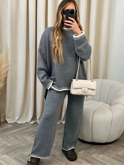 Strick-Set mit Pullover | Weite Hose | Lässiger Komfort