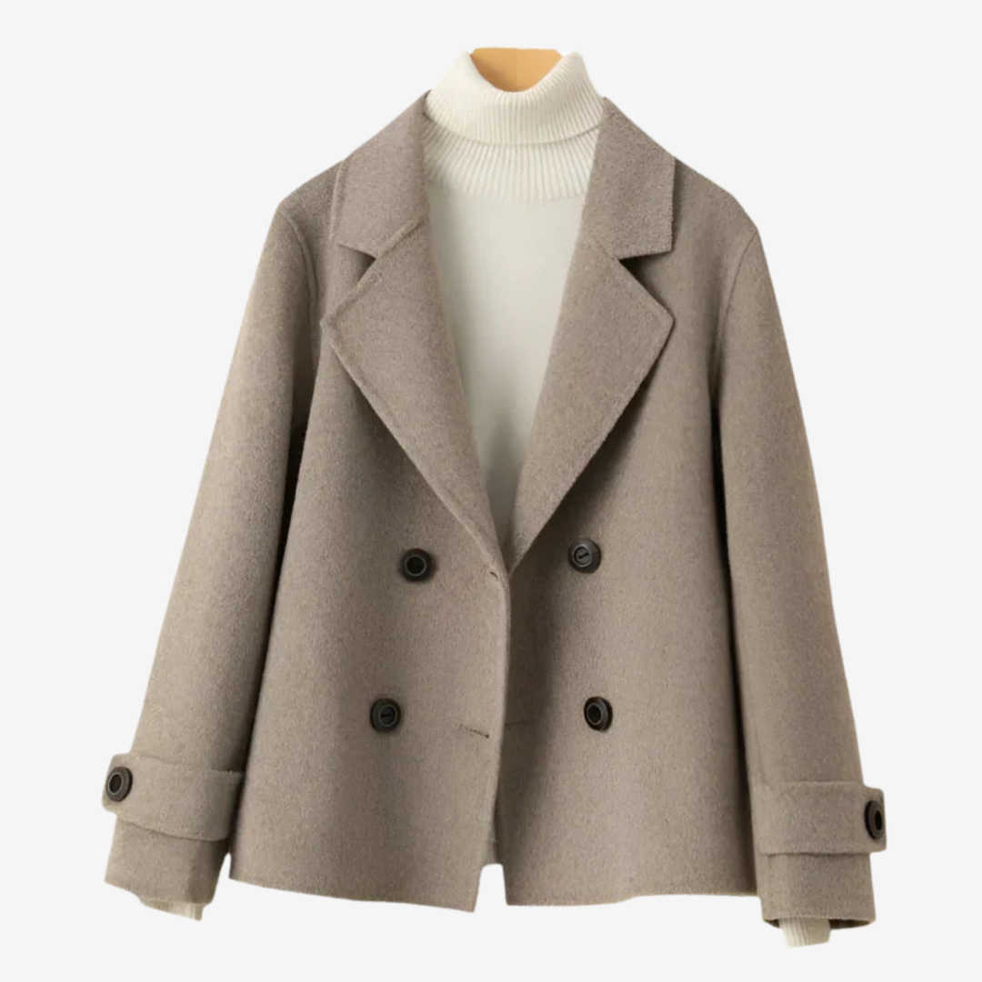 Klassische doppelreihige Wolljacke für Frauen