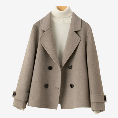 Klassische doppelreihige Wolljacke für Frauen