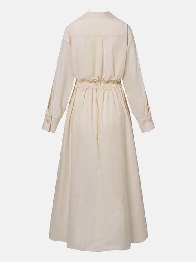 Britta - Langärmliges Midi-Hemdkleid für Damen | Schickes und raffiniertes Button-Down-Midikleid
