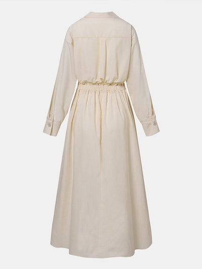Britta - Langärmliges Midi-Hemdkleid für Damen | Schickes und raffiniertes Button-Down-Midikleid