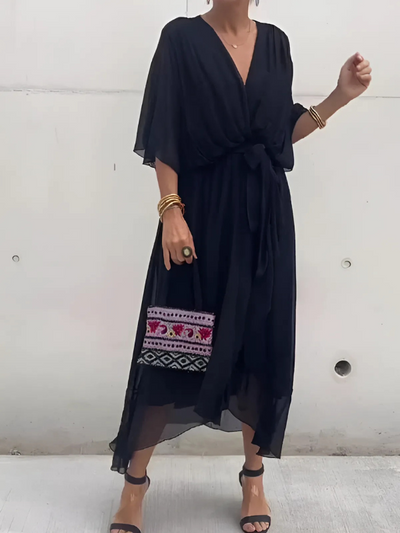Astrid | Zeitlose Wrap Midi-Kleid