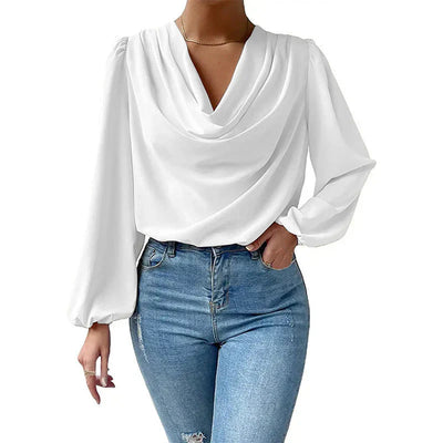 Elegante Bluse mit Wasserfallausschnitt | Fließend & Feminin | Luftige Ärmel