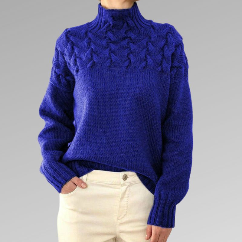 Strickpullover mit Zopfmuster | Hoher Kragen | Kuscheliger Komfort