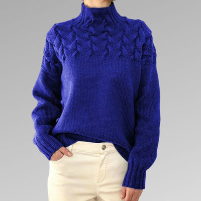 Strickpullover mit Zopfmuster | Hoher Kragen | Kuscheliger Komfort
