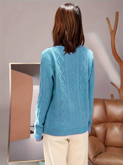 Bequemer gestrickter Pullover mit langen, kuscheligen Ärmeln für Damen | Perfekt für zwanglose Tage