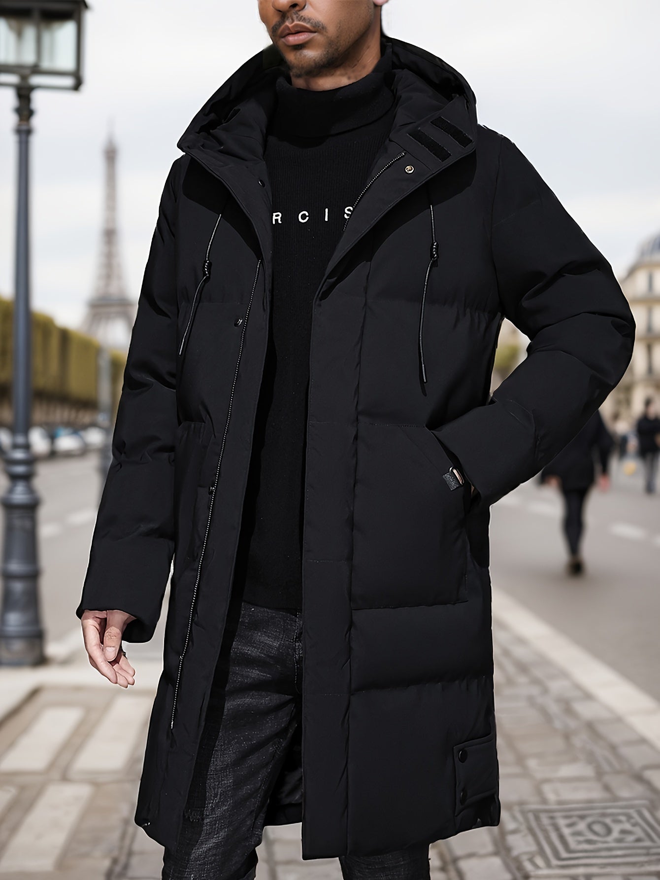 Warme Schwarze Gepolsterte Winterjacke Mit Kapuze Für Herren | Perfekt für Outdoor-Aktivitäten