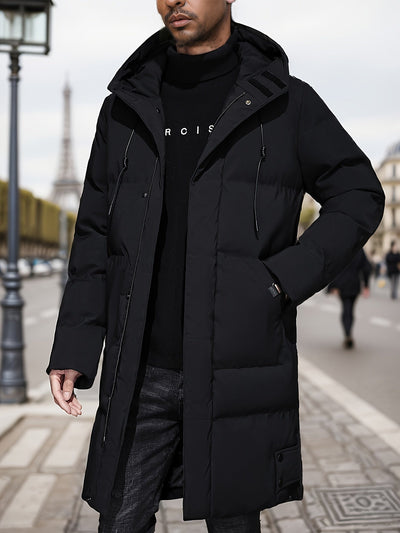 Warme Schwarze Gepolsterte Winterjacke Mit Kapuze Für Herren | Perfekt für Outdoor-Aktivitäten