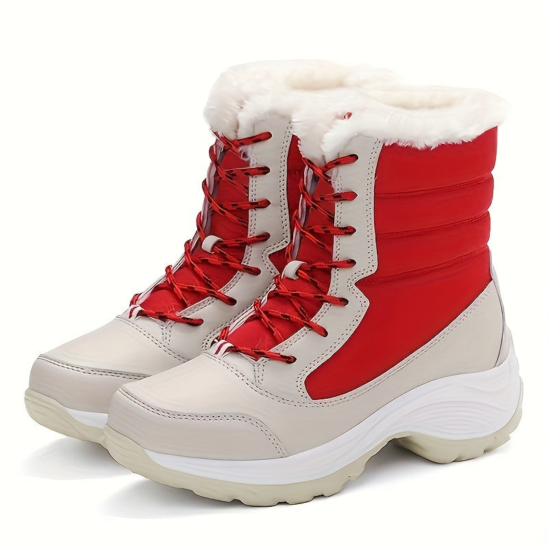 Winterschuhe Damen Stiefel | Mit Schnürung und Runder Kappe
