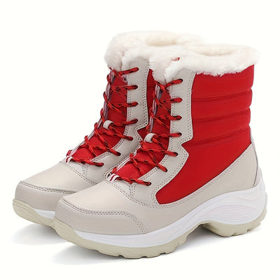 Winterschuhe Damen Stiefel | Mit Schnürung und Runder Kappe