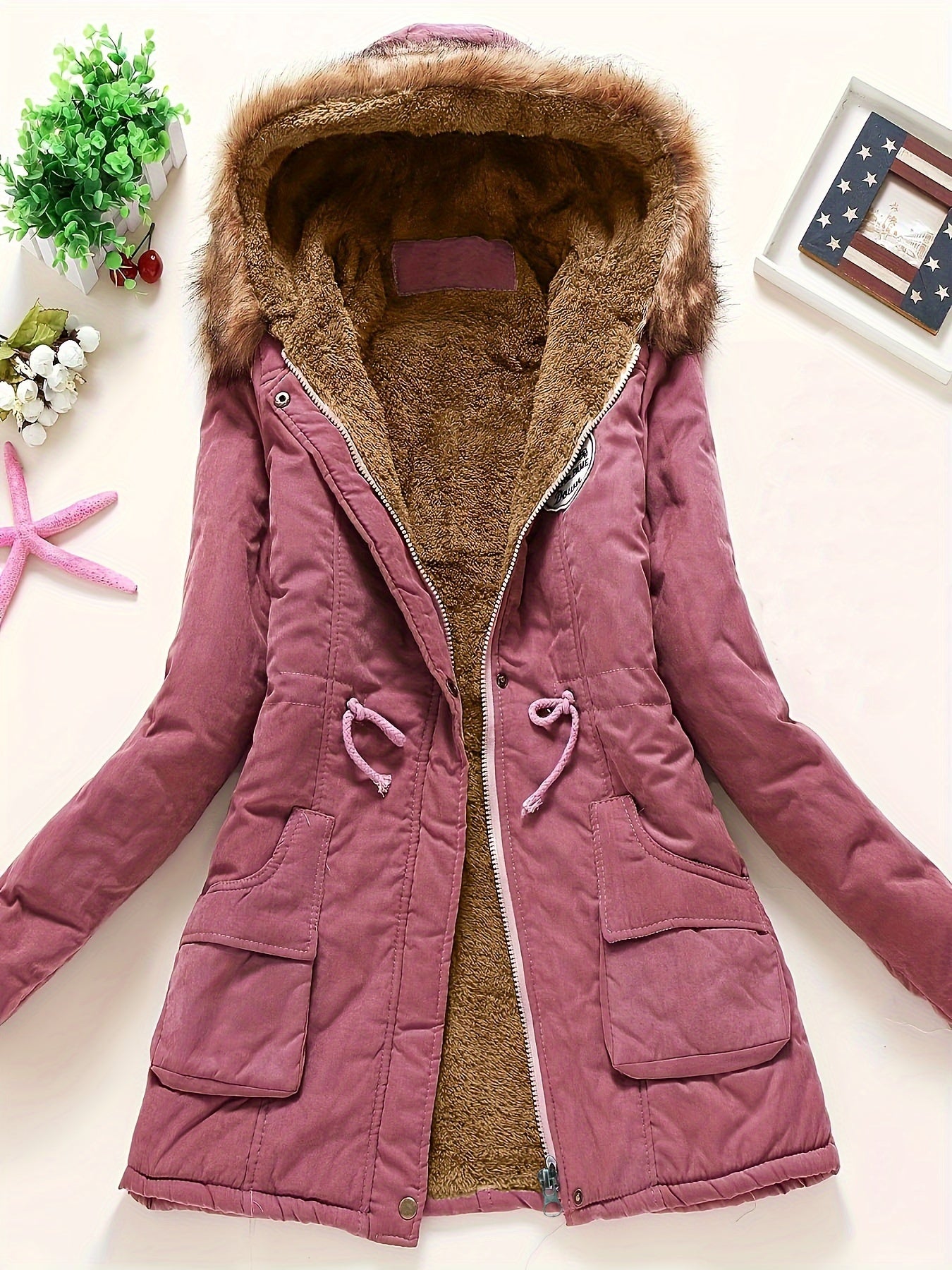 Gemütlicher Fleecegefütterter Kapuzen Wintermantel für Damen | Ideal für Herbst/Winter