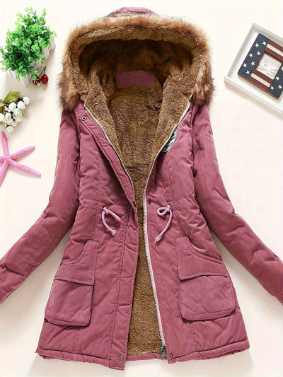 Gemütlicher Fleecegefütterter Kapuzen Wintermantel für Damen | Ideal für Herbst/Winter