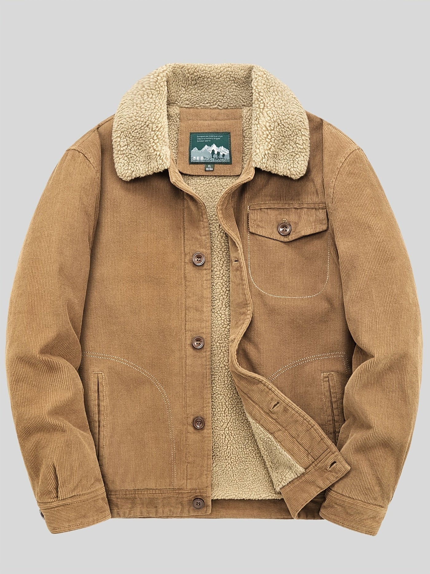 Warme Fleece-Knopf Outdoorjacke Leicht Mit Brusttasche Für Herren | Perfekt für Outdoor-Aktivitäten