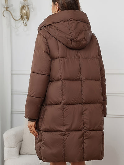 Elegante Lange Puffer Winterjacke mit Kapuze für Damen | Perfekt für Outdoor-Aktivitäten