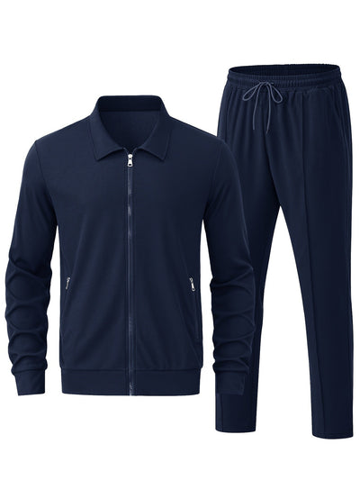 Warmer Einfarbiger Reißverschluss Trainingsanzug Mit Jacke Und Jogginghose Für Herren | Perfekt für Outdoor-Aktivitäten
