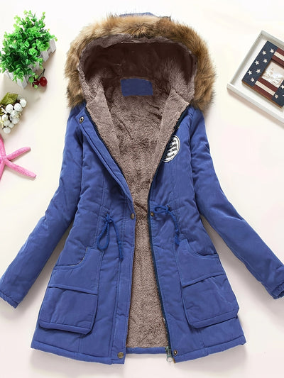 Gemütlicher Fleecegefütterter Kapuzen Wintermantel für Damen | Ideal für Herbst/Winter