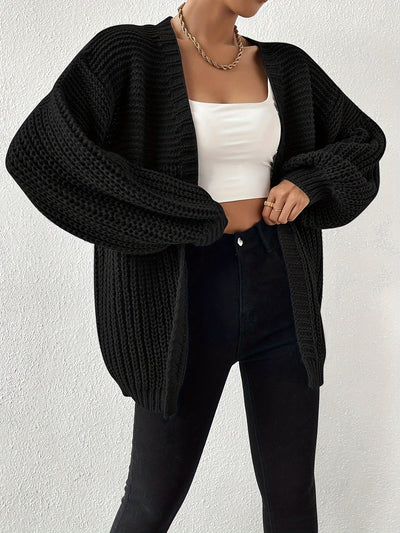 Lässiger gemütlicher grob gestrickter Drop-Shoulder Strickcardigan für Damen | Perfekt für Lässige Tage