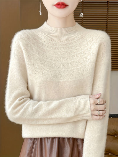 Lässiger gestrickter Pullover aus Wolle für Damen | Perfekt für lässige Tage