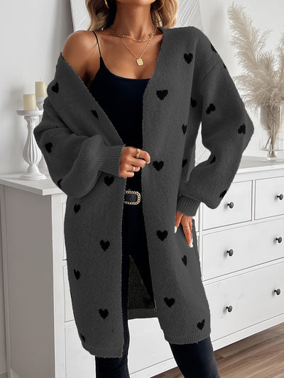 Lässige Herzmuster Strickjacke Für Damen | Perfekt für lässige Tage