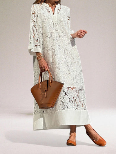Maxikleid aus Spitze | Elegante Stickerei | Fließender Schnitt