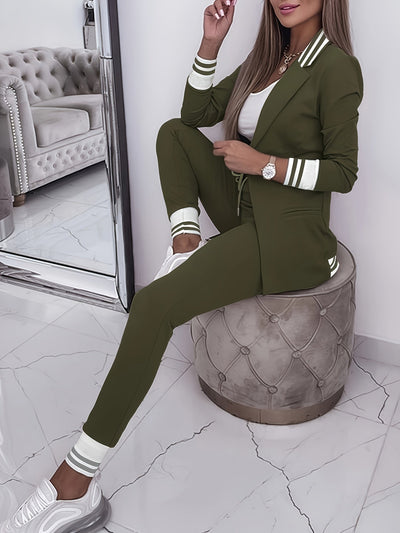 Elegante Front Lange Ärmel & Schlanke Hose Blazer Set Für Damen | Ideal für jedes Event