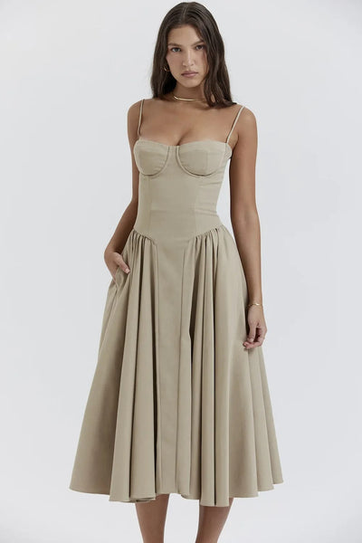 Celine - Midikleid ärmellos mit Korsettpassform