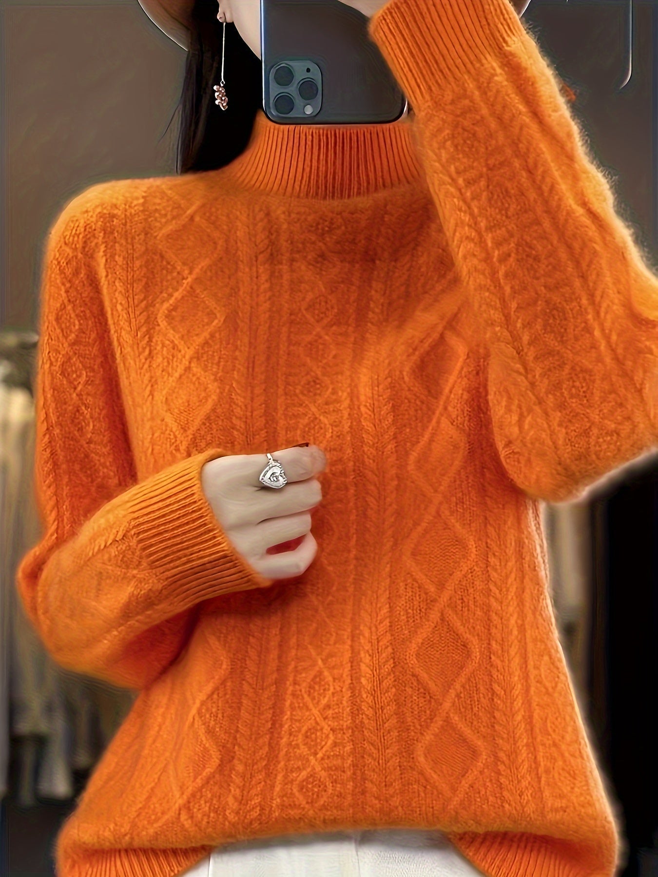 Bequemer gestrickter Pullover mit langen, kuscheligen Ärmeln für Damen | Perfekt für zwanglose Tage